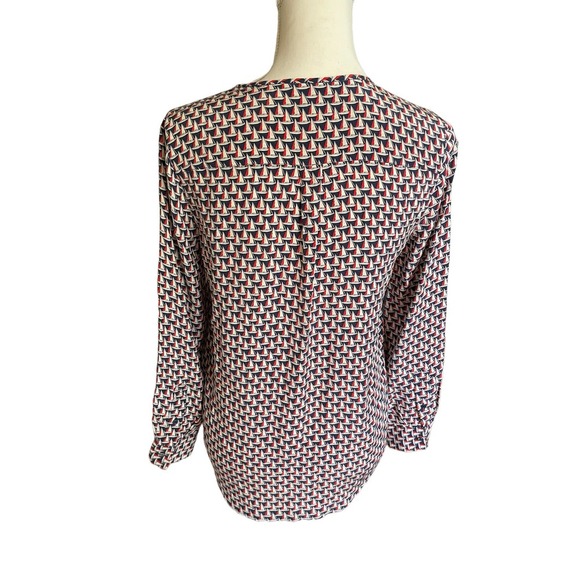 Joie Womens Osana Sailing Boat Print Silk Blouse Split Neck Long Sleeve Size XS - Picture 2 of 8